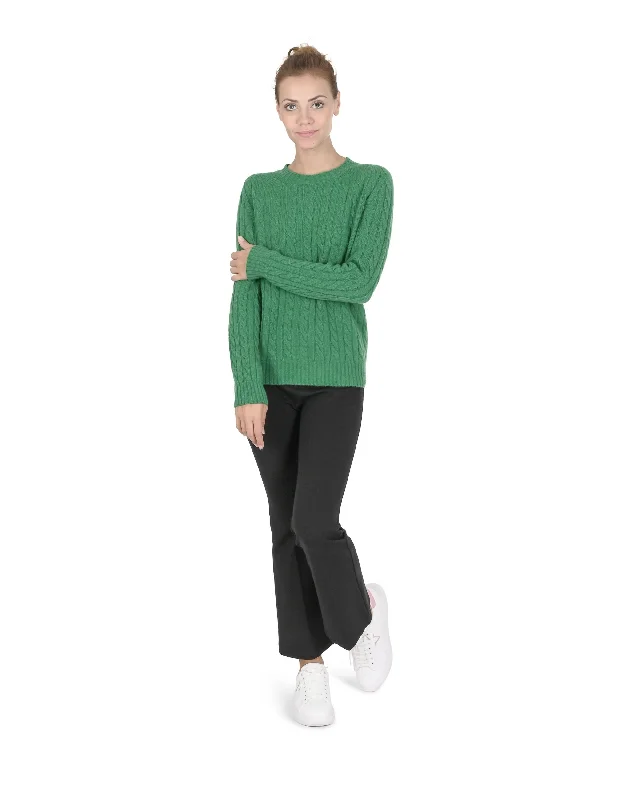 Crown of Edinburgh Cashmere Womens Round Neck Sweater COE 0033 GREEN Welt Pockets Slit Pockets Flap Pockets Crown of Edinburgh Cashmere Womens Round Neck Sweater COE 0033 GREEN Welt Pockets Slit Pockets Flap Pockets
