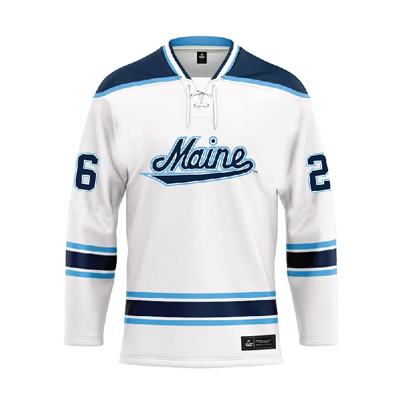 Maine - NCAA Women's Ice Hockey : Kendall Sundby - White Hockey Jersey Soft Jersey Shirt Maine - NCAA Women's Ice Hockey : Kendall Sundby - White Hockey Jersey Soft Jersey Shirt