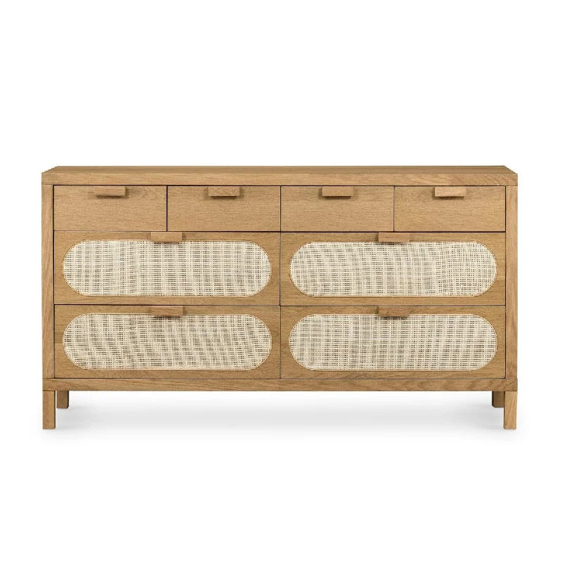 Aurora 8 Drawer Dresser - Light Natural Cane Tunics Mesh breathable