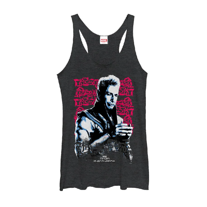Women's Marvel Thor: Ragnarok Grandmaster Script Racerback Tank Top mesh tank top