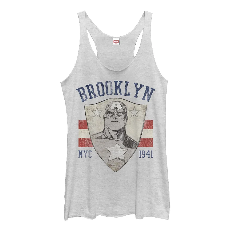 Women's Marvel Captain America Brooklyn NYC Shield Racerback Tank Top athletic tank top