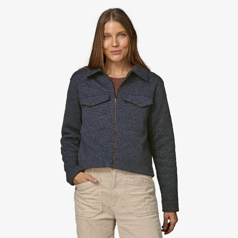 Women's Better Sweater Zippered Fleece Chore Jacket Cashmere Blend Cotton Blend Poly Blend