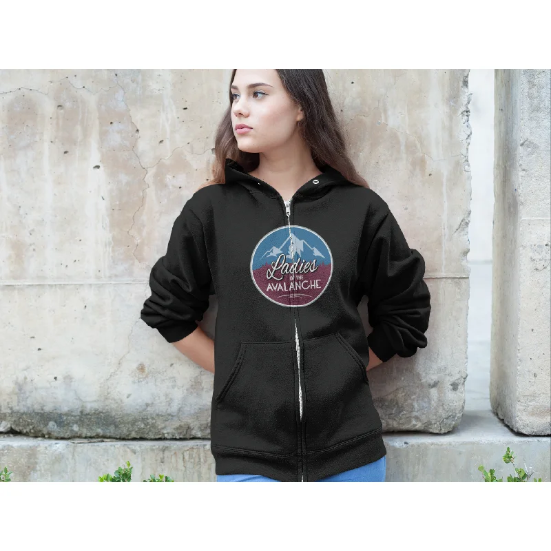 Ladies Of The Avalanche Unisex Fit Full Zip Hoodie Sweatshirt Hoodie with Metallic Shiny Futuristic Ladies Of The Avalanche Unisex Fit Full Zip Hoodie Sweatshirt Hoodie with Metallic Shiny Futuristic