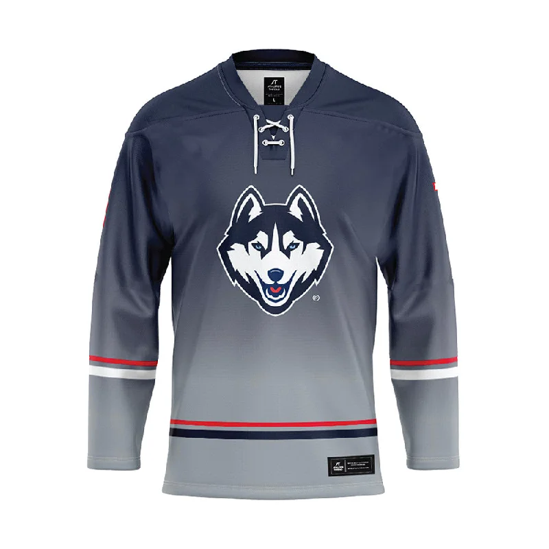 UConn - NCAA Women's Ice Hockey : Megan Warrener - Grey Hockey Jersey Mustard Yellow Jersey Tee UConn - NCAA Women's Ice Hockey : Megan Warrener - Grey Hockey Jersey Mustard Yellow Jersey Tee