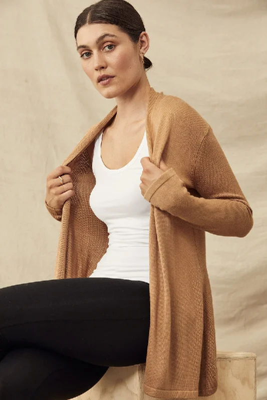 Duster Jacket - Camel Knit Jacket Woven Jacket Fleece Jacket