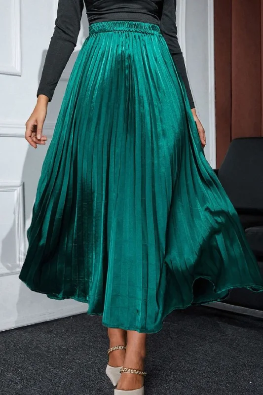 Hazel Blues® |  Elastic Waist Pleated Midi Skirt wool skirt warm