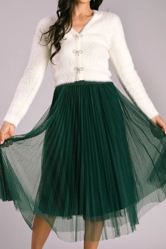 Vienna Pleated Tulle Midi Skirt denim skirt classic