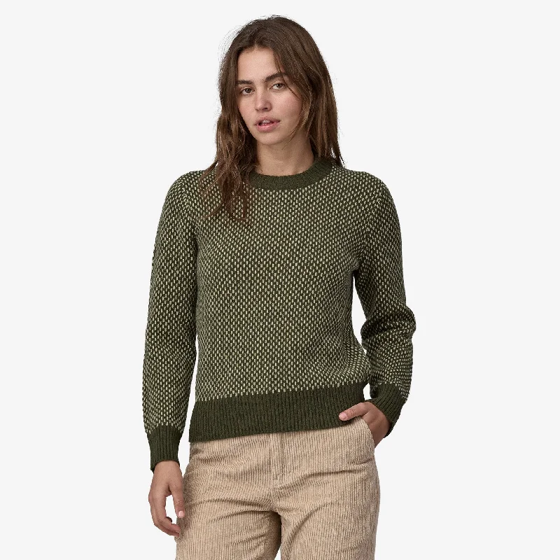Women's Recycled Wool-Blend Crewneck Sweater Terry Blend Velvet Blend Canvas Blend