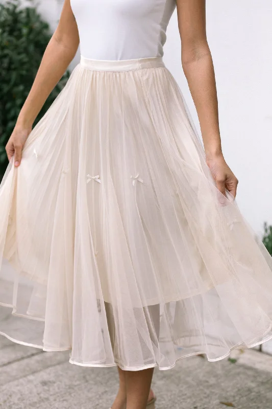 Chrissy Bow Tulle Skirt satin skirt smooth