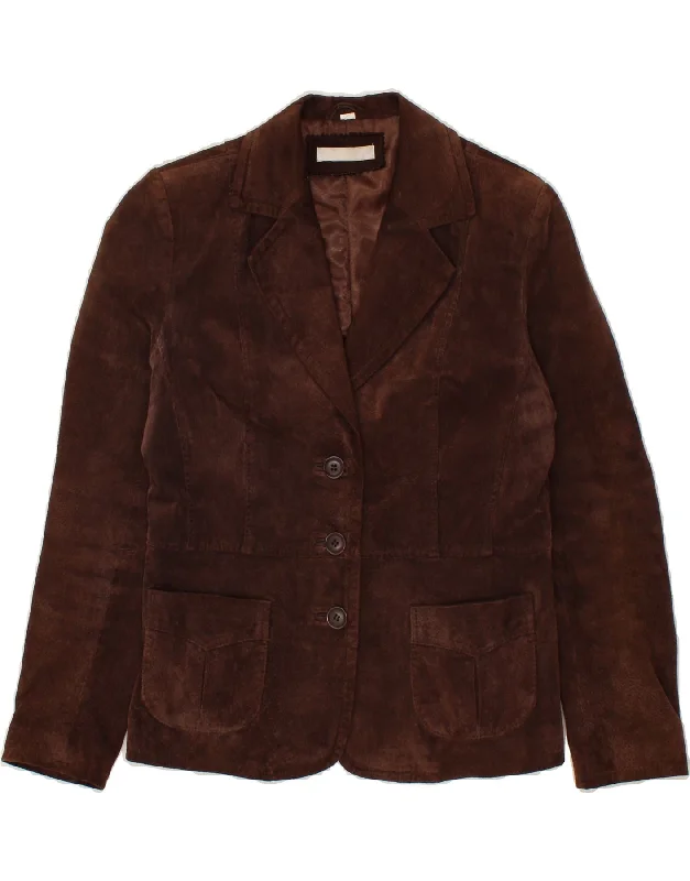 VINTAGE Womens Suede 3 Button Blazer Jacket UK 10 Small Brown Suede Tiered Jacket Buttoned Jacket Zippered Jacket VINTAGE Womens Suede 3 Button Blazer Jacket UK 10 Small Brown Suede Tiered Jacket Buttoned Jacket Zippered Jacket