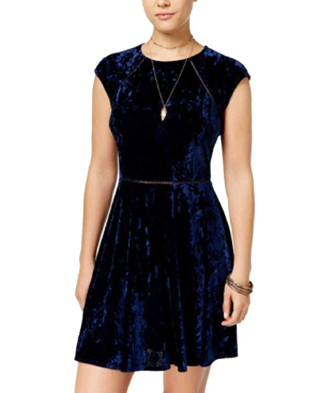 Bee Darlin Women's Cap Sleeve Velvet Dress NWOT (Navy, 7/8) Tunics Mesh breathable