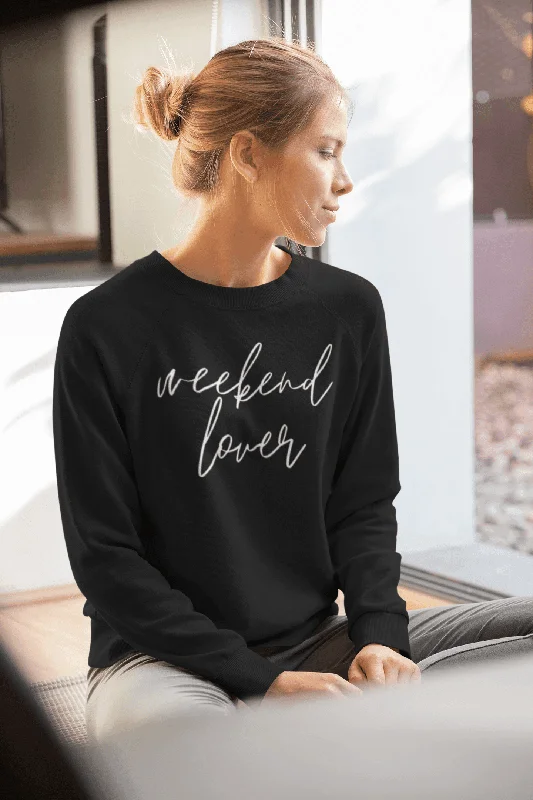 Hazel Blues® | Weekend Lover Crew Graphic Sweatshirt Hoodie with Velcro Closure Adjustable Secure