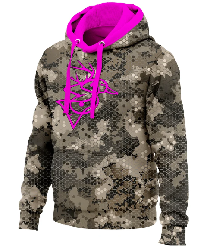 Timber Pink Hoodie Hoodie with Tied Waist Feminine Flattering