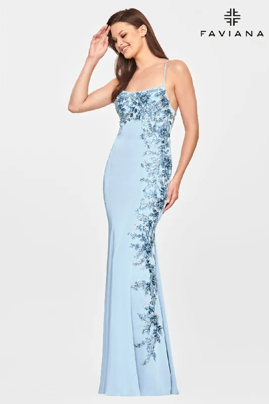 Stretch Satin Scoop Neck Dress Featuring Sequin Applique Tunics Cozy soft
