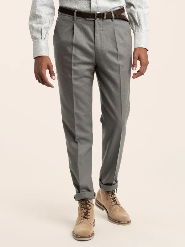 Military Green Gabardine Pleated Trousers Trousers luxurious high-end