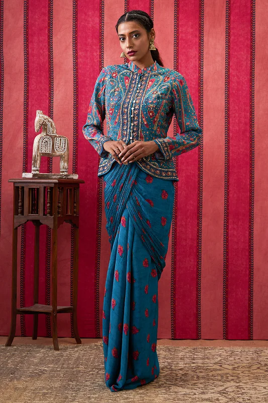 Qala Printed Drape Skirt With Embroidered Top cashmere skirt rich