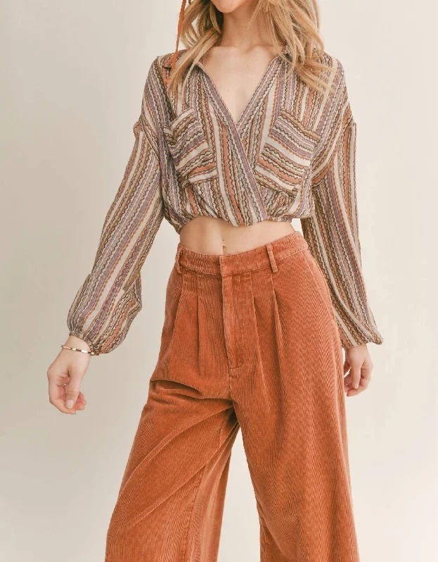 Bohemia Crop Top In Multi Thin Crop Top Open Front Quick Dry