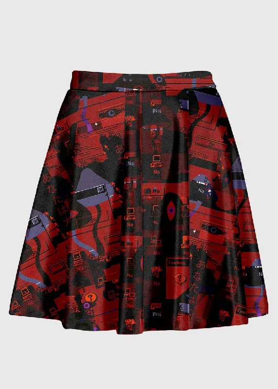 Red Weirdcore Art Skirt slim fit skirt
