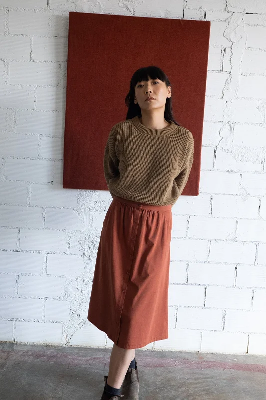 Galia midi skirt with pockets Mars red cashmere skirt plush