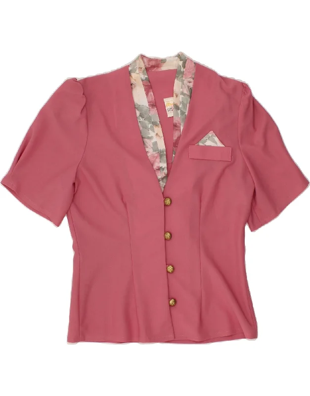 ETAM Womens 4 Button Short Sleeve Blazer Jacket UK 12 Medium Pink A-Line Jacket Boat Neck Shawl Collar ETAM Womens 4 Button Short Sleeve Blazer Jacket UK 12 Medium Pink A-Line Jacket Boat Neck Shawl Collar