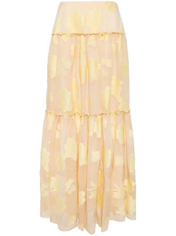 BANTI FLORAL MAXI SKIRT asymmetrical skirt cut