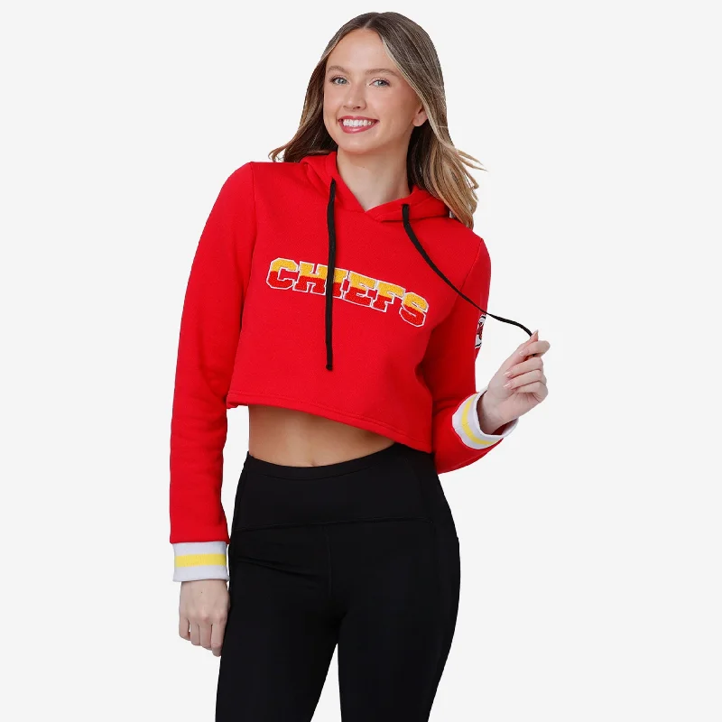 Kansas City Chiefs Womens Cropped Chenille Hoodie Hoodie with Reflective Safety Nightwear Kansas City Chiefs Womens Cropped Chenille Hoodie Hoodie with Reflective Safety Nightwear
