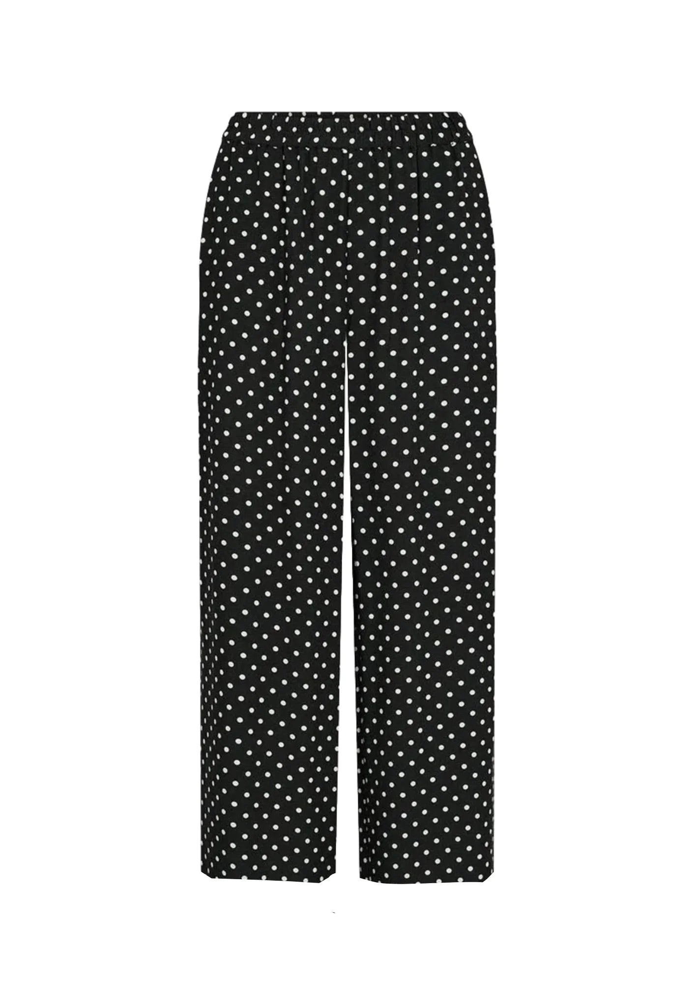 BLACK POLKA-DOT TROUSERS Trousers practical easy-care