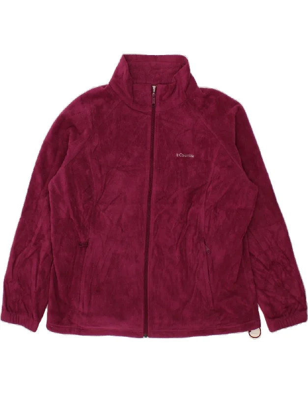 COLUMBIA Womens Fleece Jacket UK 20 2XL Pink Polyester Zippered Jacket Buttoned Jacket Snapped Jacket