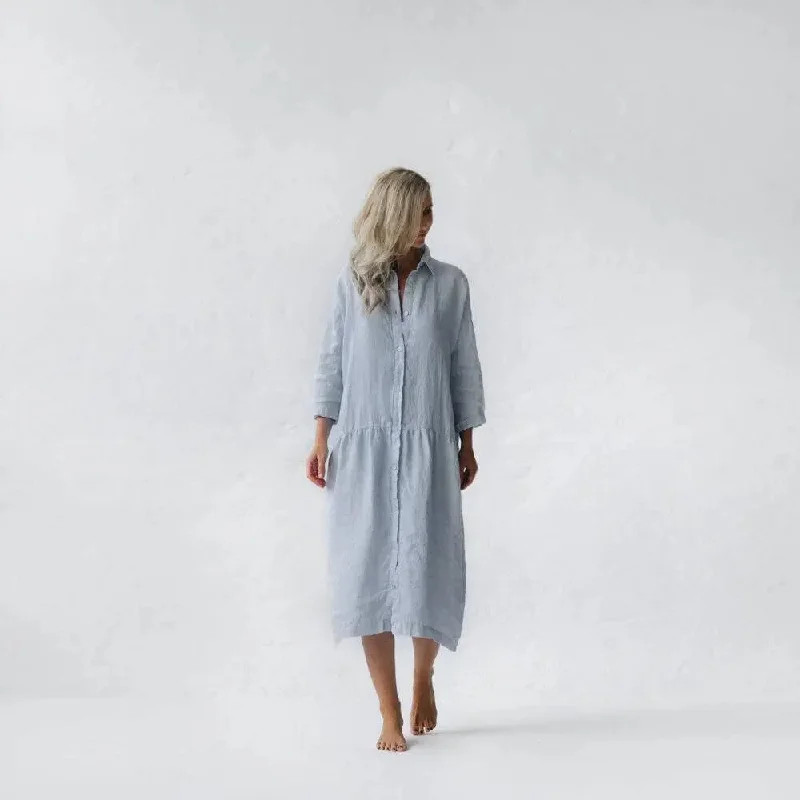 Oversized linen dress Light Blue by Seaside Tones Halter Neckline Beach