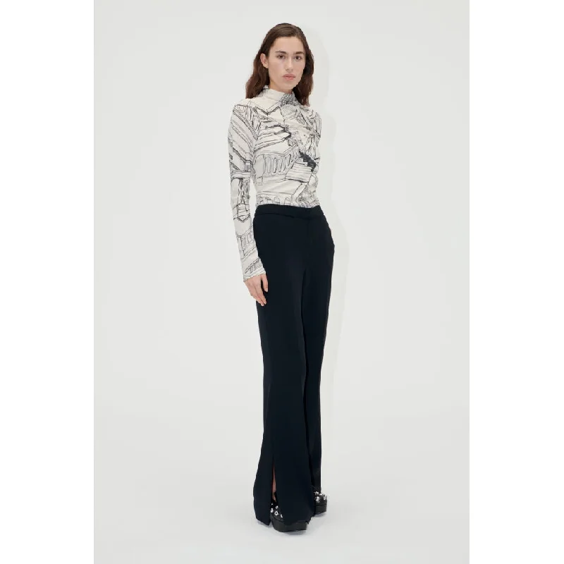 Stine Goya - Rouched Fitted Top , 2245 Dry Jersey - Fineline Staircase Trendy Jersey Shirt Stine Goya - Rouched Fitted Top , 2245 Dry Jersey - Fineline Staircase Trendy Jersey Shirt