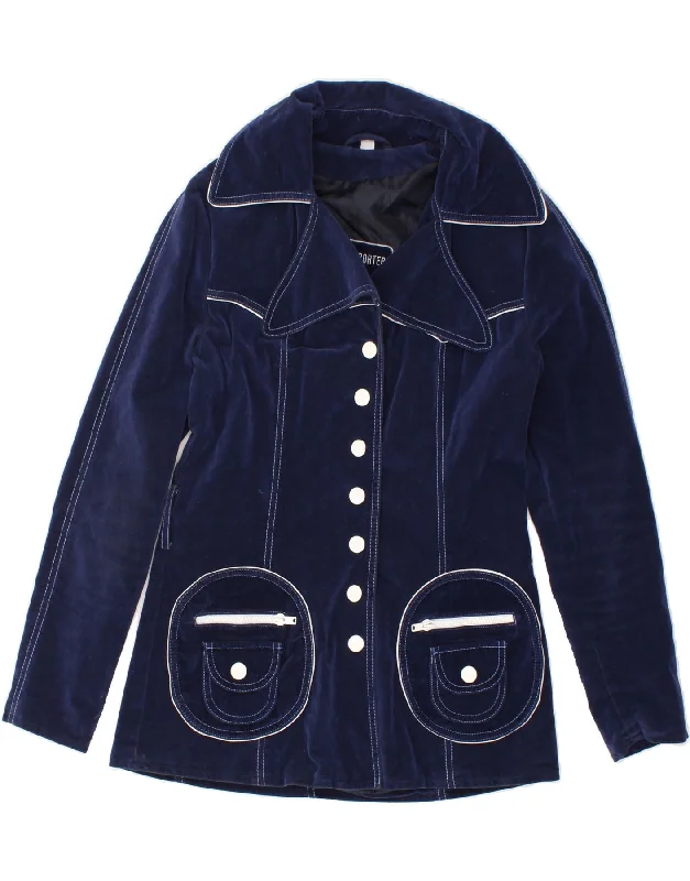 FREEMAN T. PORTER Womens Velvet Blazer Jacket UK 8 Small Navy Blue Wool Jacket Cashmere Jacket Tweed Jacket FREEMAN T. PORTER Womens Velvet Blazer Jacket UK 8 Small Navy Blue Wool Jacket Cashmere Jacket Tweed Jacket