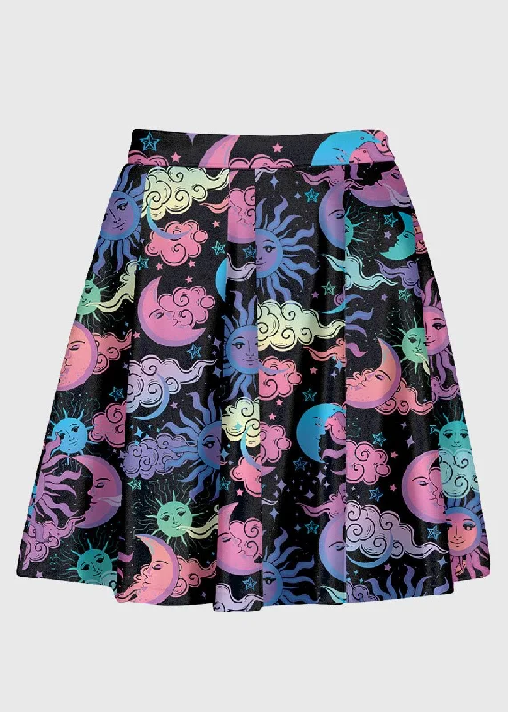 Astrology Sun and Moon Cosmos Skirt chiffon skirt lightweight