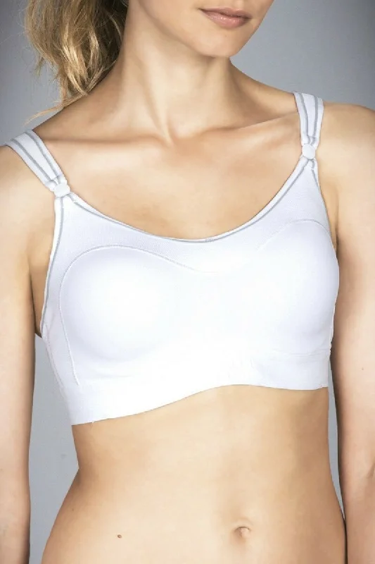 Berlei Ultimate Performance Support Sports Crop Top Bra - White Fleece Fabric Down Fabric Feather Fabric