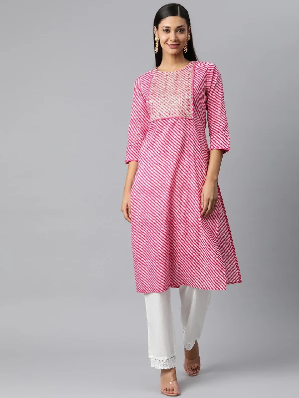 Women's Floral Embroidered Pure Cotton Kurta With Trousers With Dupatta - Hatheli Trousers Bridal Satin Women's Floral Embroidered Pure Cotton Kurta With Trousers With Dupatta - Hatheli Trousers Bridal Satin