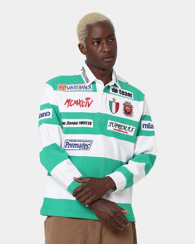 Supreme Stripe Rugby Jersey White Designer Jersey Tee