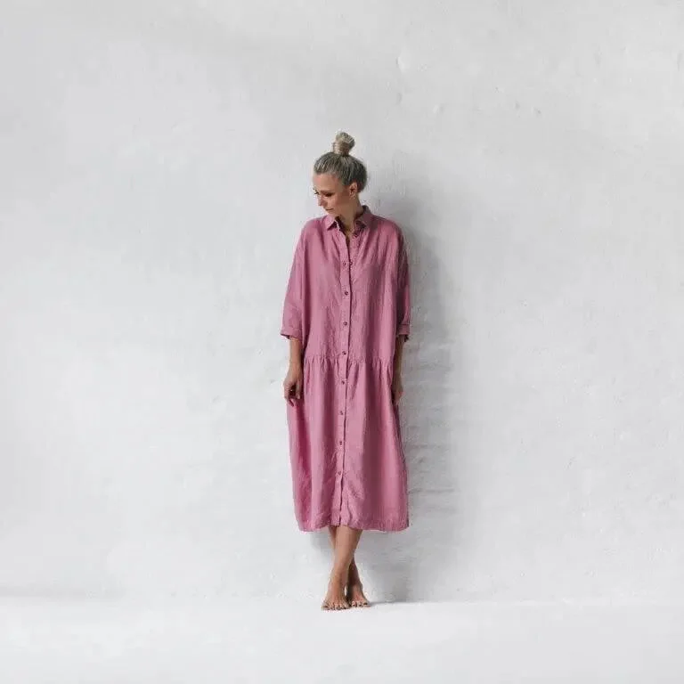 Oversized Blossom pink linen dress by Seaside Tones Tunics Luxurious high-end