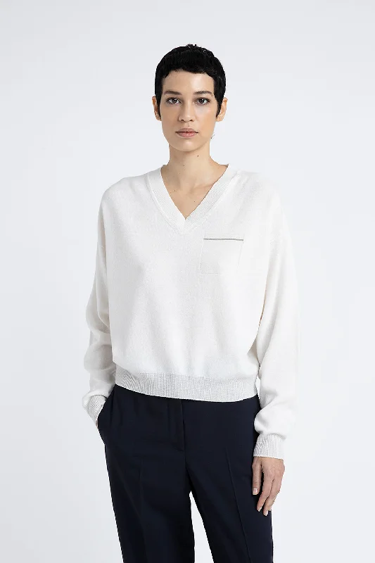 V-neck sweater in pure cashmere Thin Thick Dense
