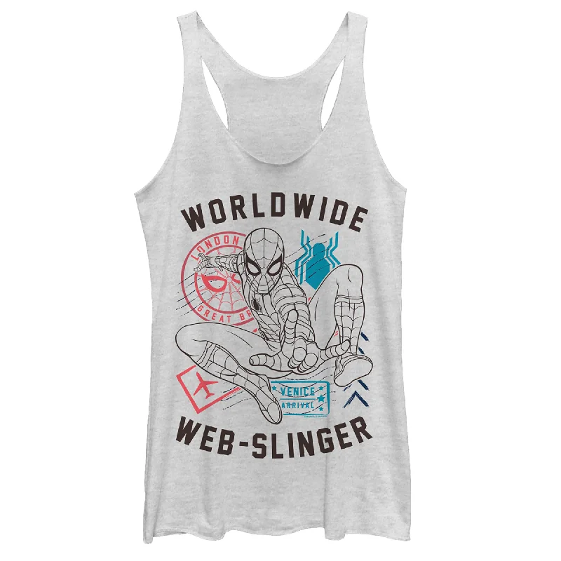 Women's Marvel Spider-Man: Far From Home Worldwide Icons Racerback Tank Top slim fit tank