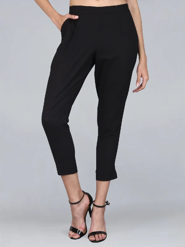 Women's Cotton Flex Solid Regular Fit Trouser Pants - Maaesa Trousers Ceremony Elegant