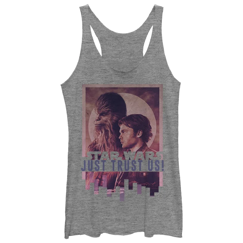 Women's Solo: A Star Wars Story Han Chewie Trust Us Racerback Tank Top rhinestone tank top Women's Solo: A Star Wars Story Han Chewie Trust Us Racerback Tank Top rhinestone tank top
