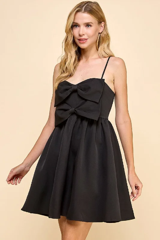 Angela Sleeveless Bow Dress Square Neckline Feminine
