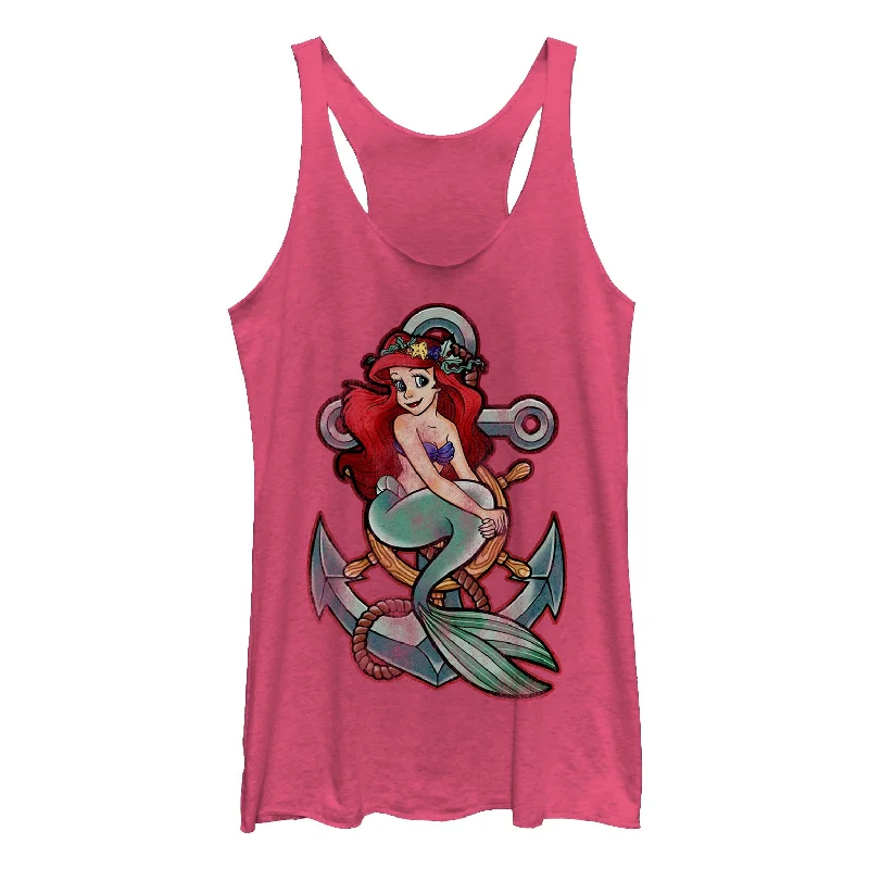 Women's The Little Mermaid Ariel Vintage Anchor Racerback Tank Top fitness tank top