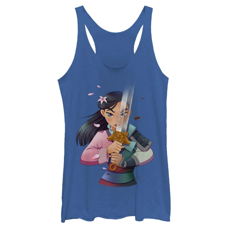 Women's Mulan Anime Reflection Racerback Tank Top white tank top