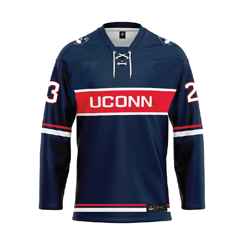 UConn - NCAA Women's Ice Hockey : Brianna Ware - Navy Hockey Jersey Maximalist Jersey Tee UConn - NCAA Women's Ice Hockey : Brianna Ware - Navy Hockey Jersey Maximalist Jersey Tee
