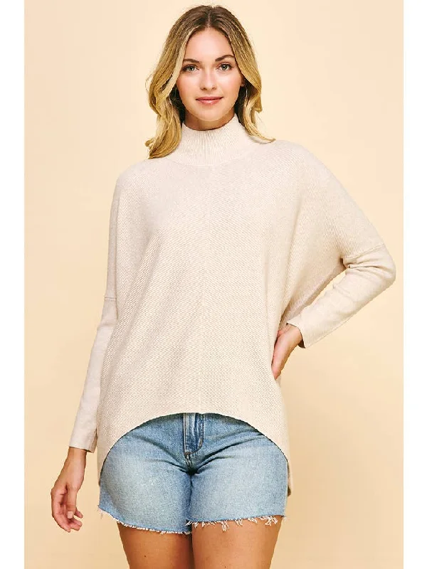 Pinch Mockneck Hi-Lo Sweater Notch Collar Peter Pan Collar Cowl Neck