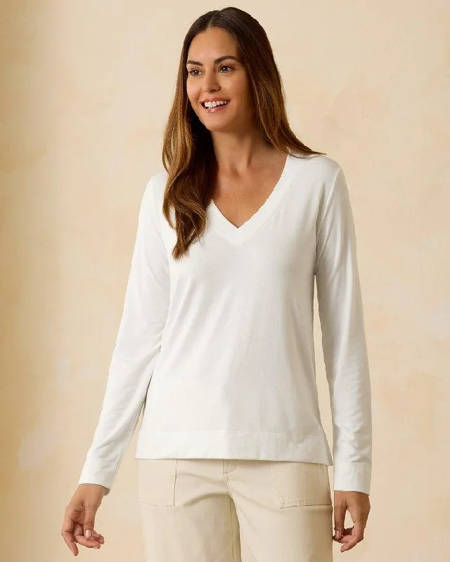 TOMMY BAHAMA KAUAI LS JERSEY V-NECK Silver Jersey Tee