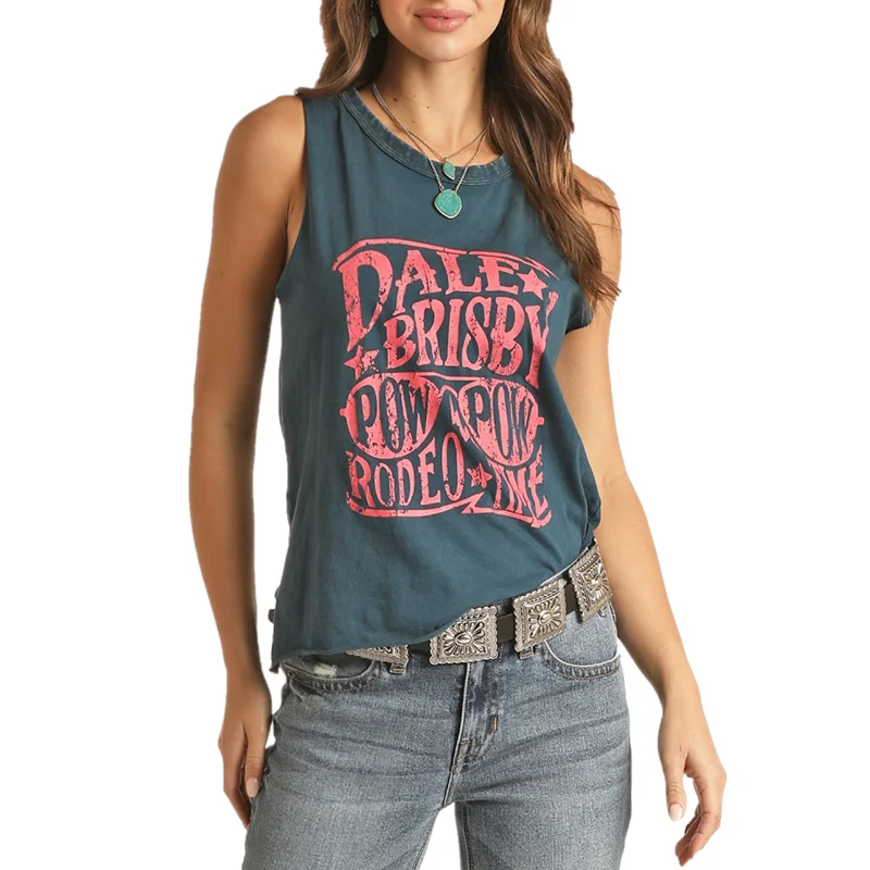 Rock & Roll® Ladies Dale Brisby Graphic Navy Tank Top RRWT20RZMZ fitness tank top