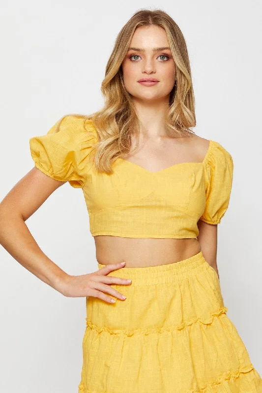 Orange Crop Top Short Sleeve Summer Crop Top Casual Short Sleeve