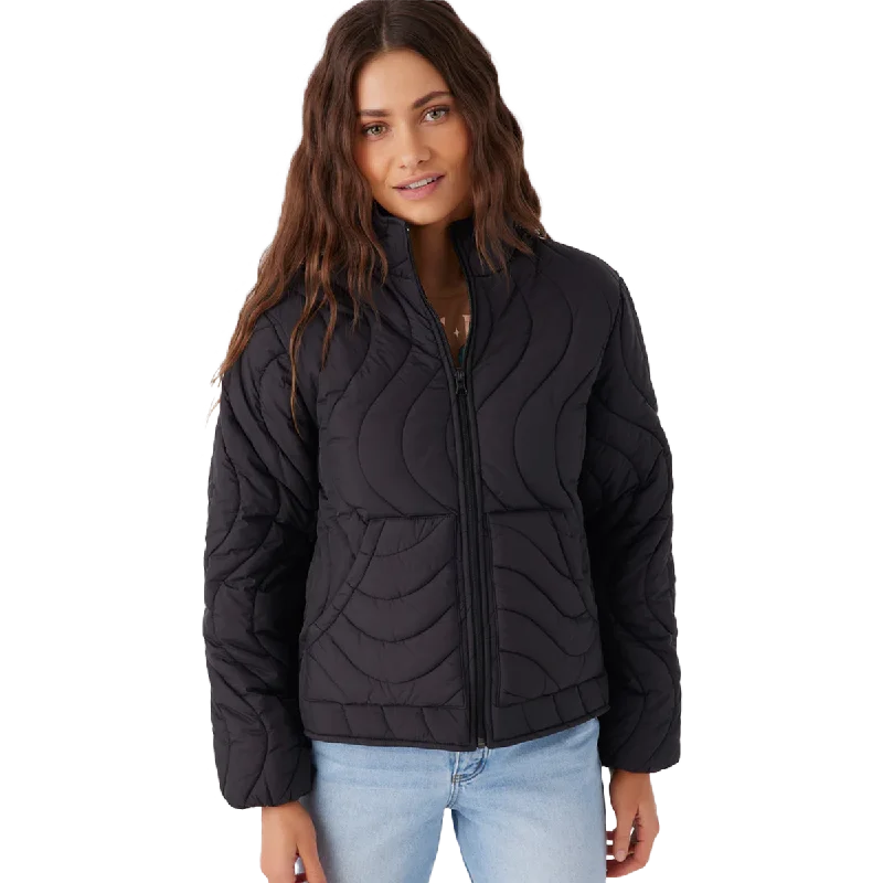 Women's Eden Nylon Wave Quilted Zip Jacket Wool Jacket Cashmere Jacket Tweed Jacket