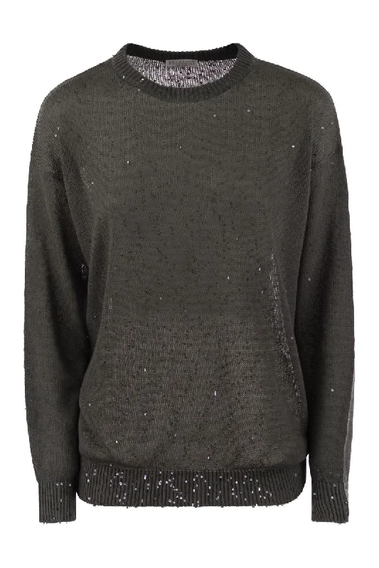 Dazzling linen and silk jersey Textured Jersey Blouse